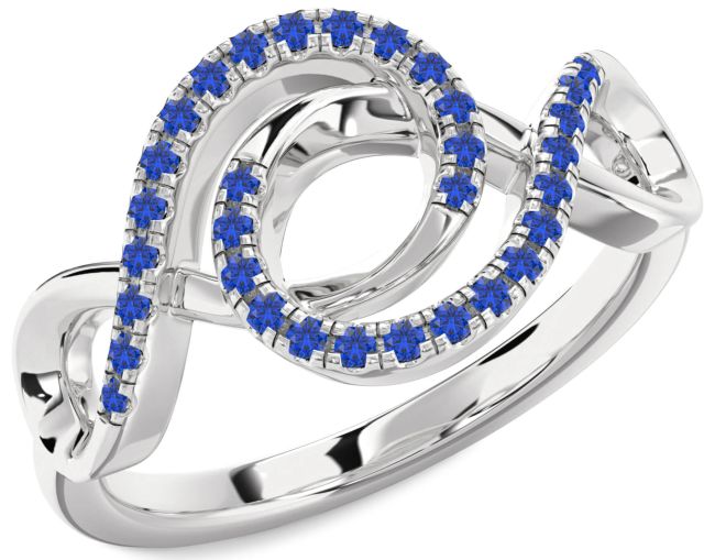 Blue Sapphire Silver Infinity Ring