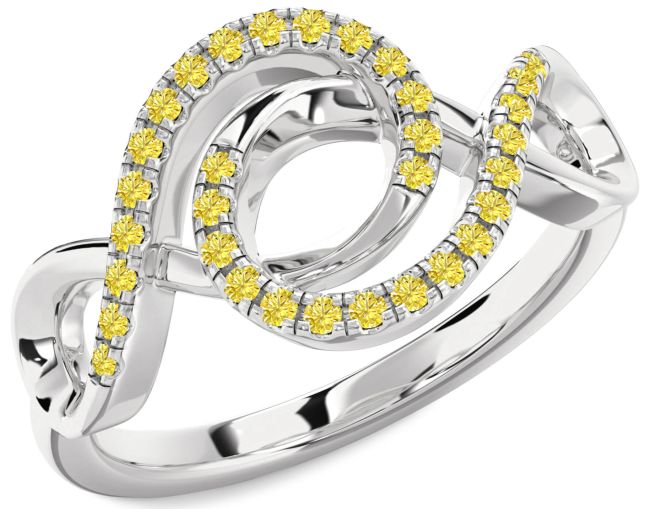 Yellow Diamond Platinum Infinity Ring
