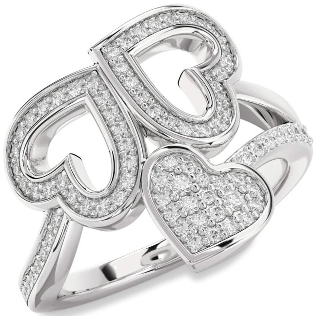 Diamond Platinum Heart Pave Ring