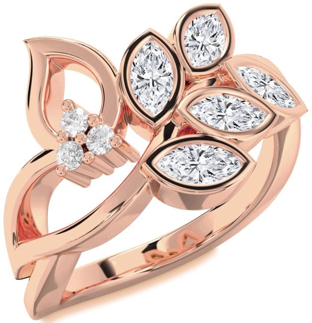 Diamond Rose Gold Silver Marquise Promise Ring