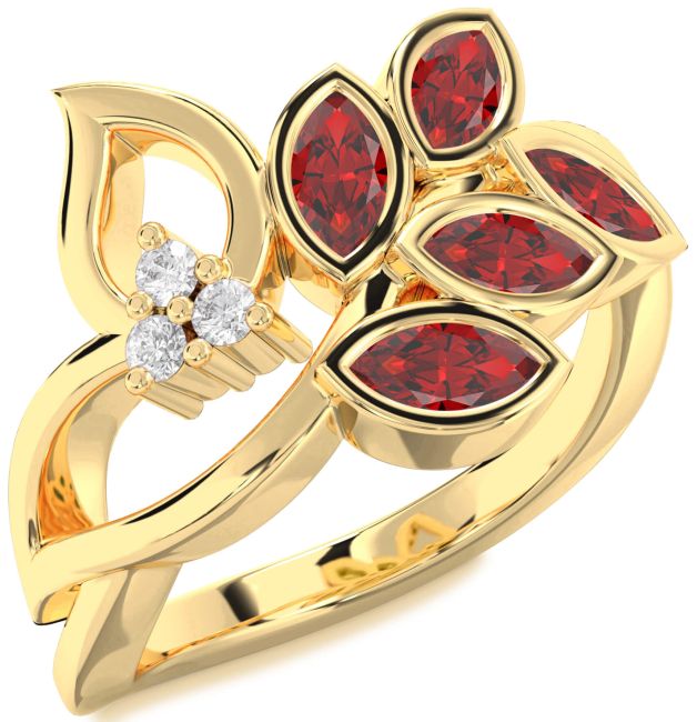 Diamond Ruby Gold Marquise Promise Ring