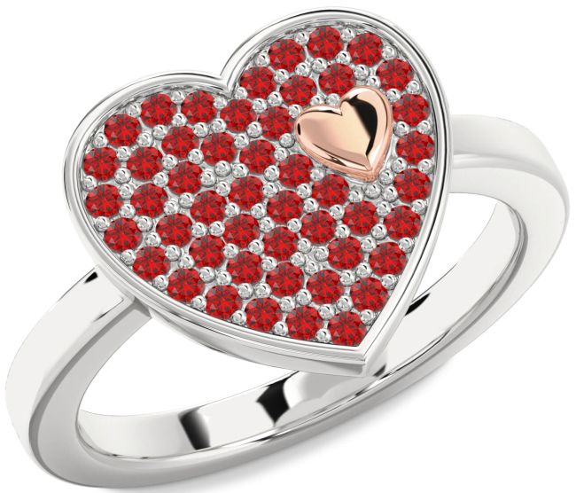 Ruby Rose Gold Silver Heart Promise Ring