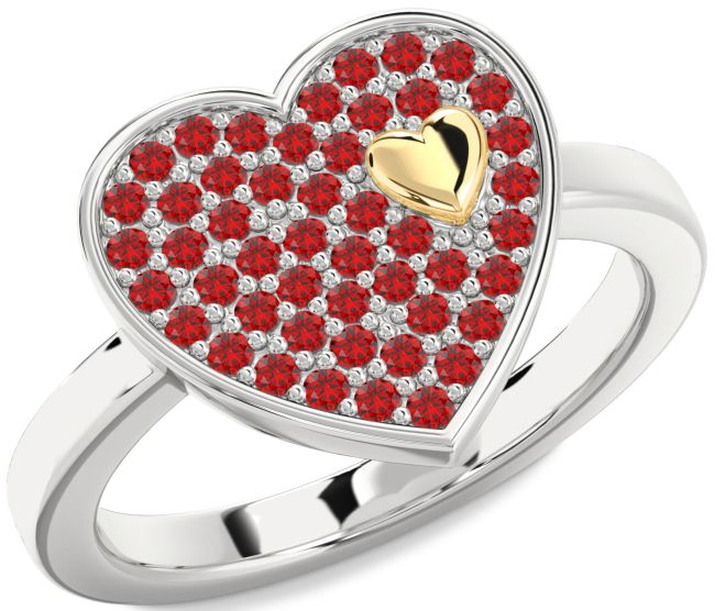 Ruby Gold Silver Heart Promise Ring