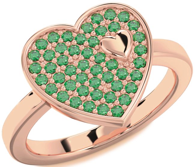 Emerald Rose Gold Heart Promise Ring