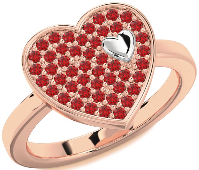 Ruby Rose Gold Silver Heart Promise Ring