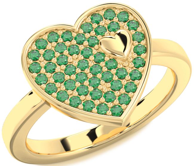 Emerald Gold Heart Promise Ring