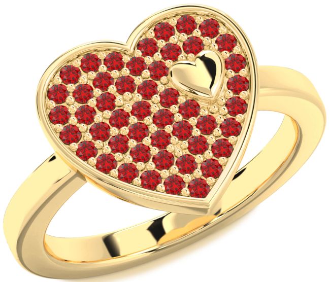Ruby Gold Heart Promise Ring