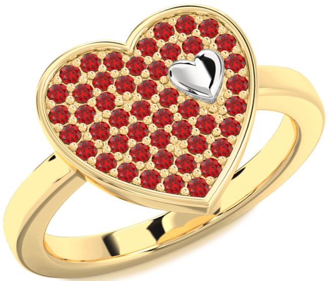 Ruby Gold Silver Heart Promise Ring