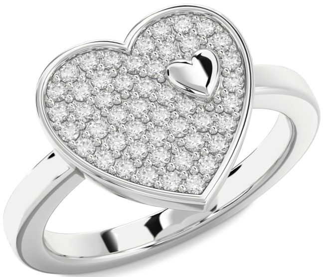 Diamond Silver Heart Promise Ring