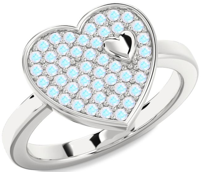Moonstone Silver Heart Promise Ring