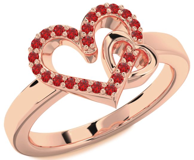 Ruby Rose Gold Heart Ring