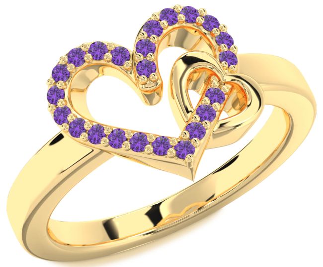 Amethyst Gold Heart Ring