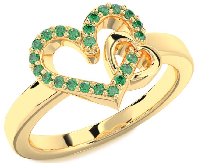 Emerald Gold Heart Ring