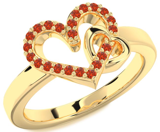 Fire Opal Gold Heart Ring
