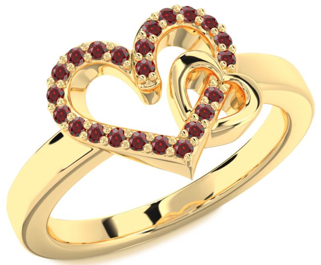 Garnet Gold Heart Ring