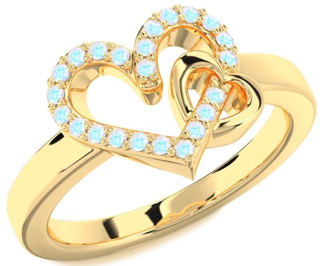Moonstone Gold Silver Heart Ring