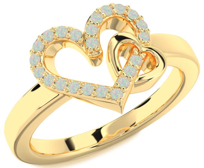 Opal Gold Heart Ring