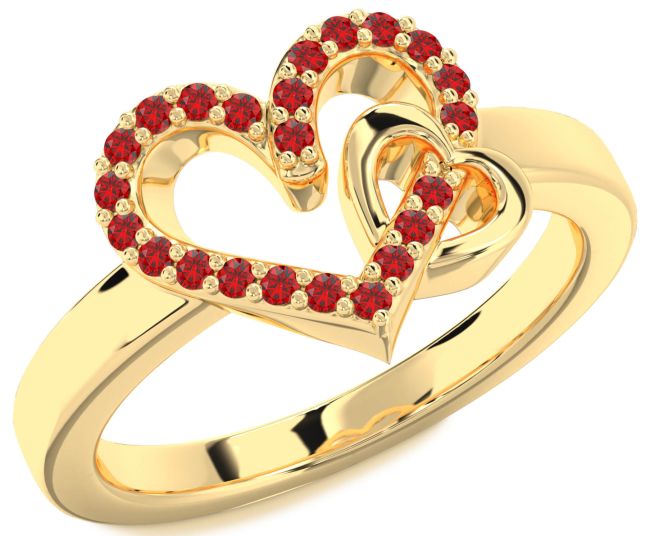 Ruby Gold Silver Heart Ring
