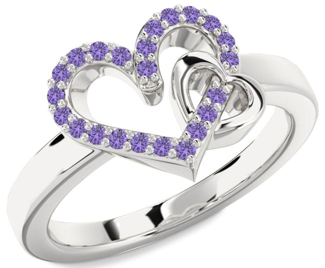 Alexandrite Platinum Heart Ring