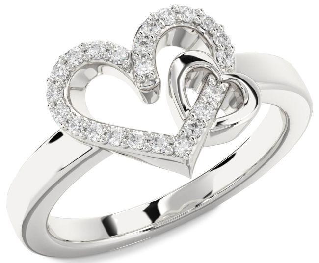 Lab Diamond Platinum Heart Ring