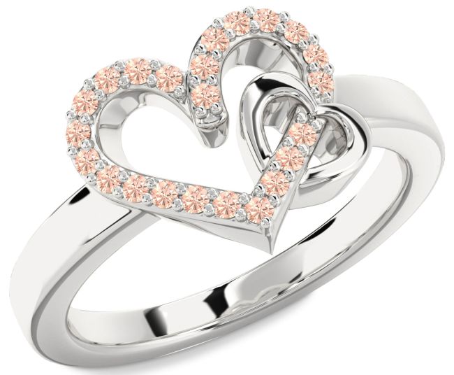 Morganite Platinum Heart Ring