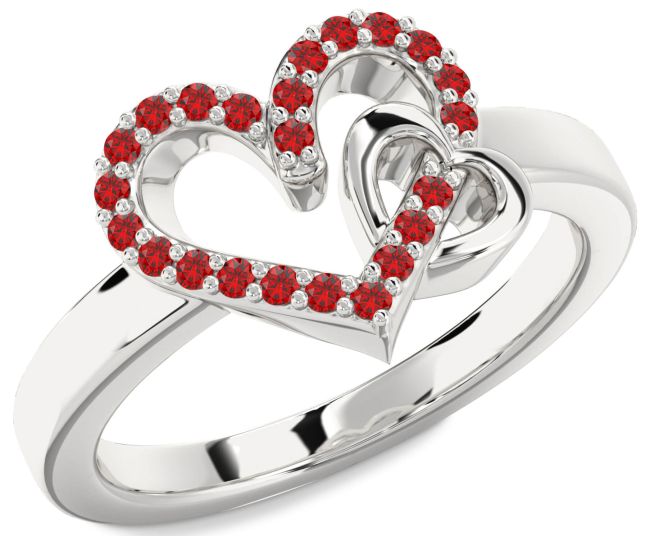 Ruby Platinum Heart Ring