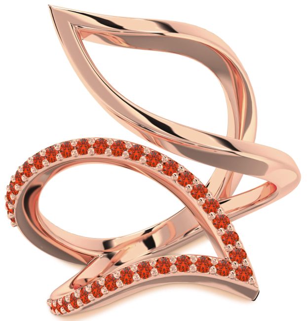 Fire Opal Rose Gold Silver Infinity Ring