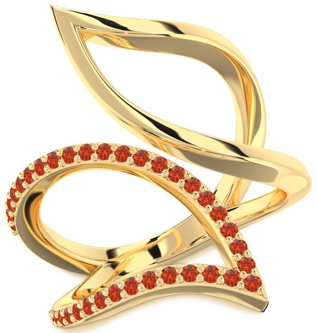 Fire Opal Gold Silver Infinity Ring
