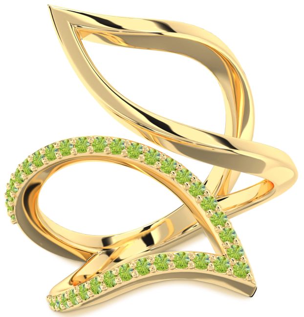 Peridot Gold Silver Infinity Ring