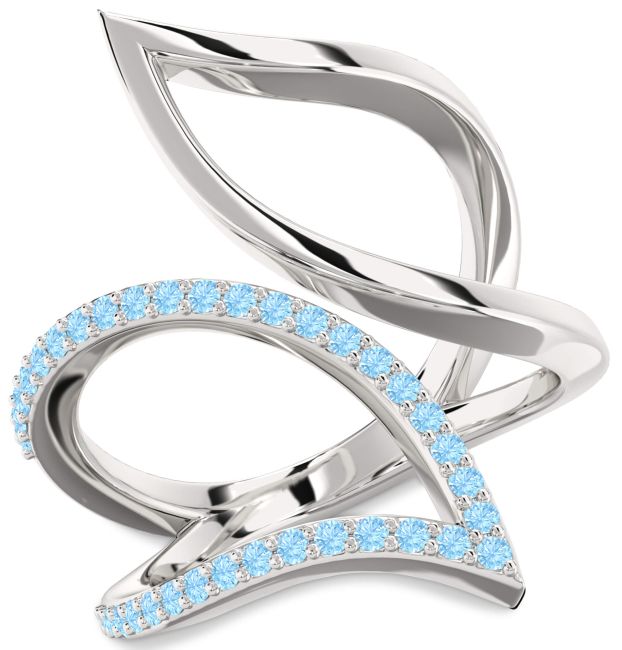 Aquamarine Silver Infinity Ring