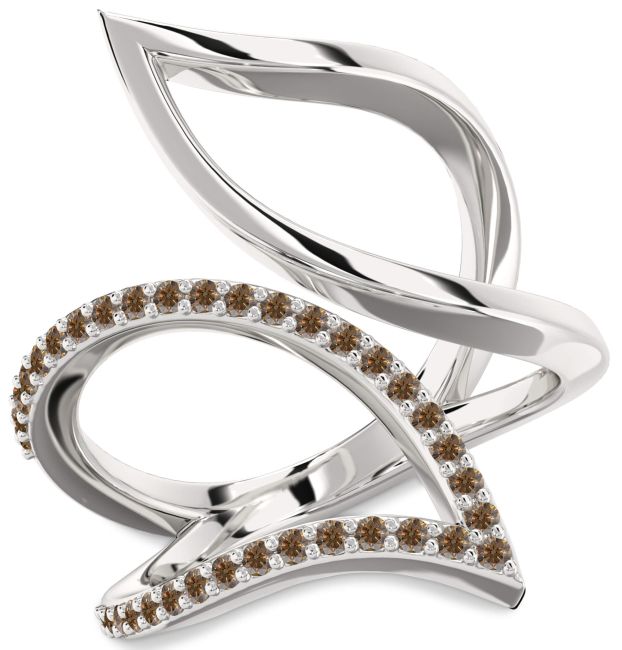 Chocolate Brown Diamond Silver Infinity Ring