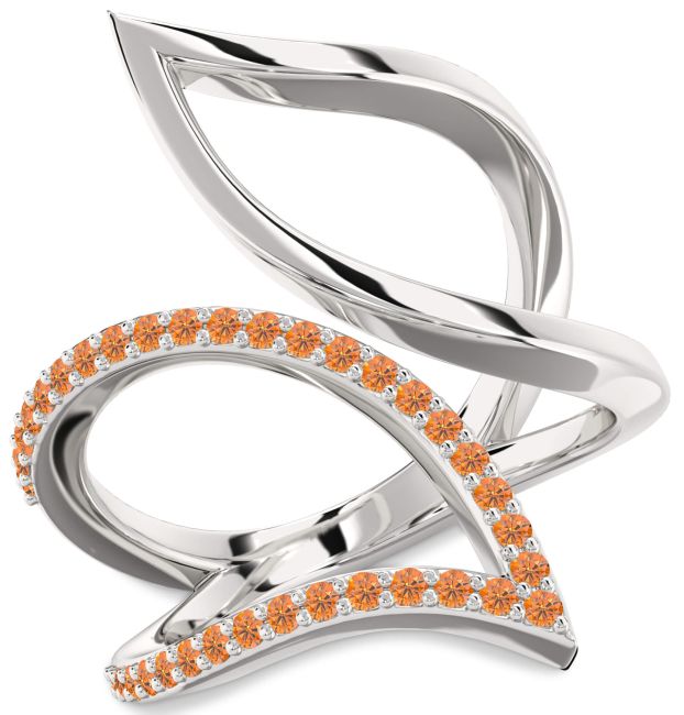 Citrine Platinum Infinity Ring
