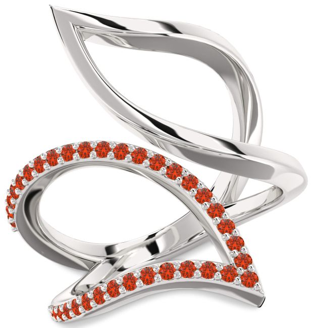 Fire Opal Platinum Infinity Ring