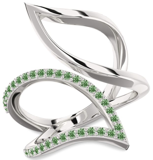 Green Diamond Platinum Infinity Ring