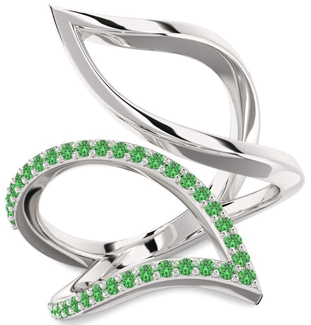 Green Sapphire Silver Infinity Ring
