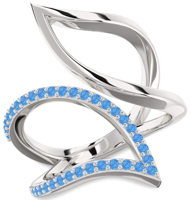 Swiss Blue Topaz Silver Infinity Ring