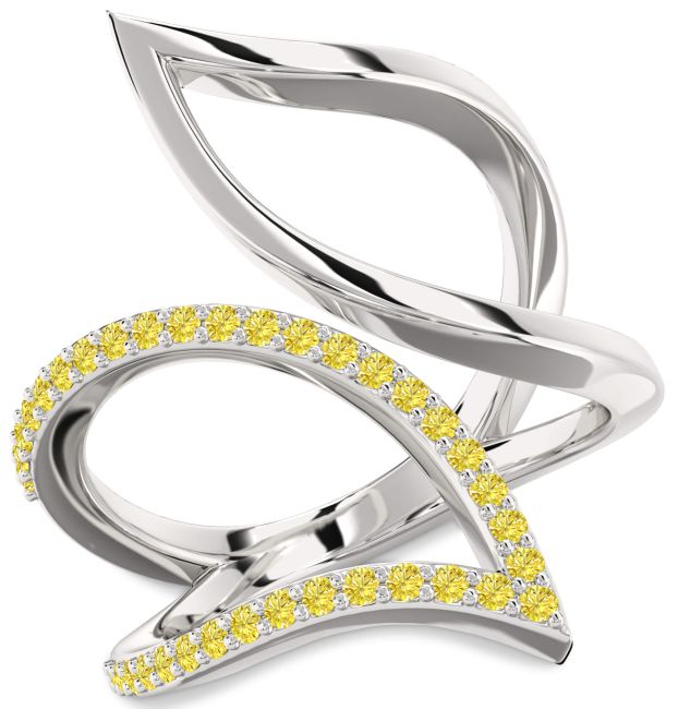 Yellow Diamond Platinum Infinity Ring
