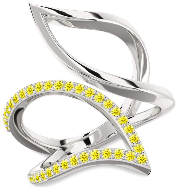 Yellow Sapphire Silver Infinity Ring