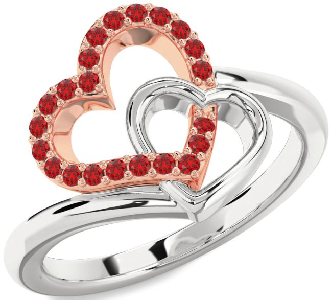 Ruby Rose Gold Silver Heart Ring