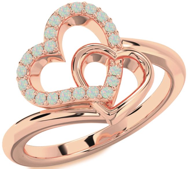 Opal Rose Gold Heart Ring