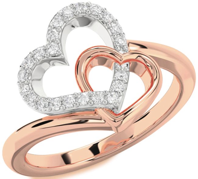 Diamond White Rose Gold Heart Ring