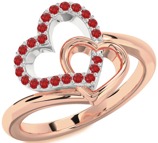 Ruby Rose Gold Silver Heart Ring