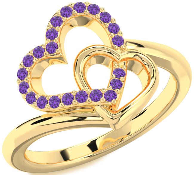 Amethyst Gold Heart Ring