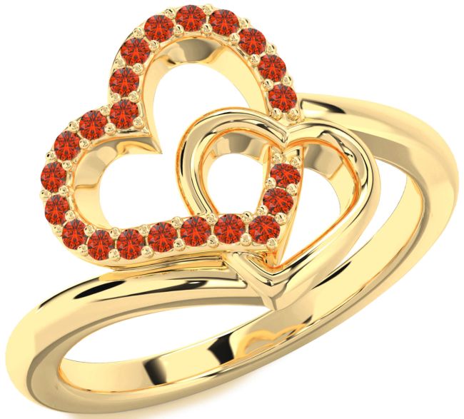 Fire Opal Gold Heart Ring