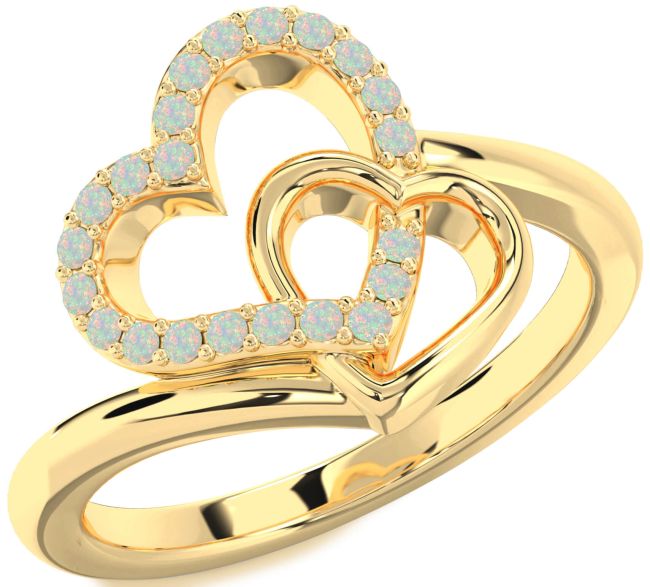 Opal Gold Heart Ring