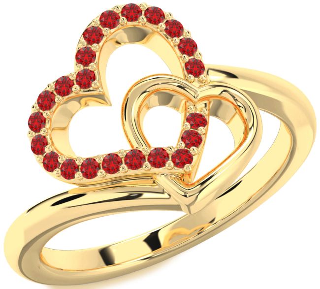 Ruby Gold Heart Ring