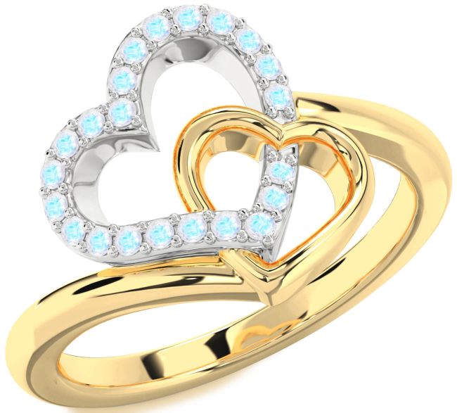 Moonstone Gold Silver Heart Ring