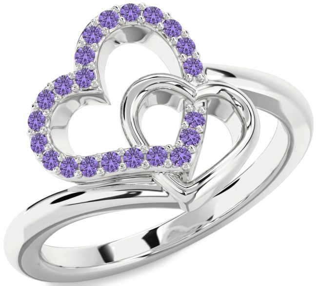 Alexandrite Platinum Heart Ring