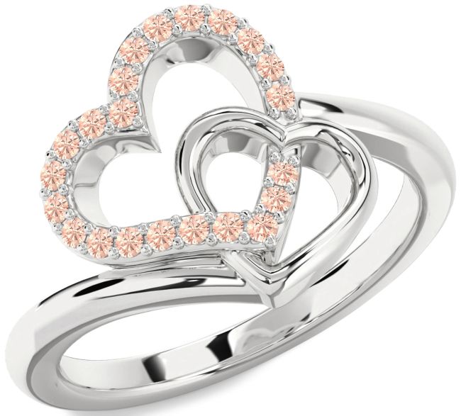 Morganite Platinum Heart Ring