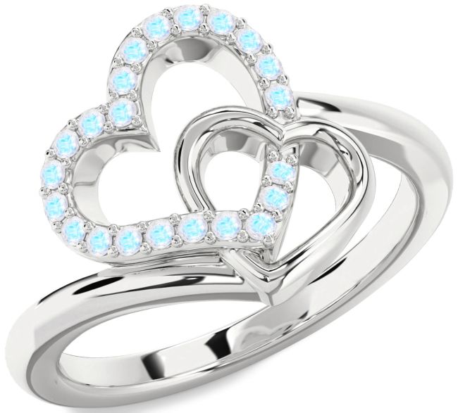 Moonstone Platinum Heart Ring